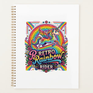 Einhorn Retro Regenbogen Reiter Planer