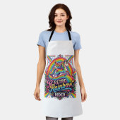 Einhorn Retro Regenbogen Reiter Schürze (Getragen)