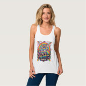 Einhorn Retro Regenbogen Reiter Tank Top (Vorderseite Vollansicht)