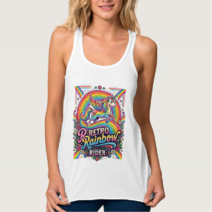 Einhorn Retro Regenbogen Reiter Tank Top