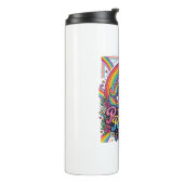 Einhorn Retro Regenbogen Reiter Thermosbecher (Nach links gedreht)