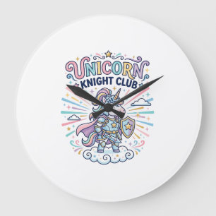 Einhorn-Ritter-Club Druckfertige Bekleidung Grafik Große Wanduhr