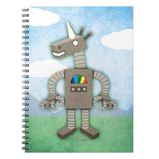 Einhorn-Roboter Notizblock (Vorderseite)