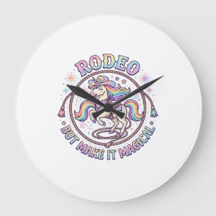 Einhorn-Rodeo aber mach es magisch lustiges süßes Große Wanduhr