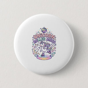 Einhorn Roller Disco Grafikdesign T-Shirt Design Button