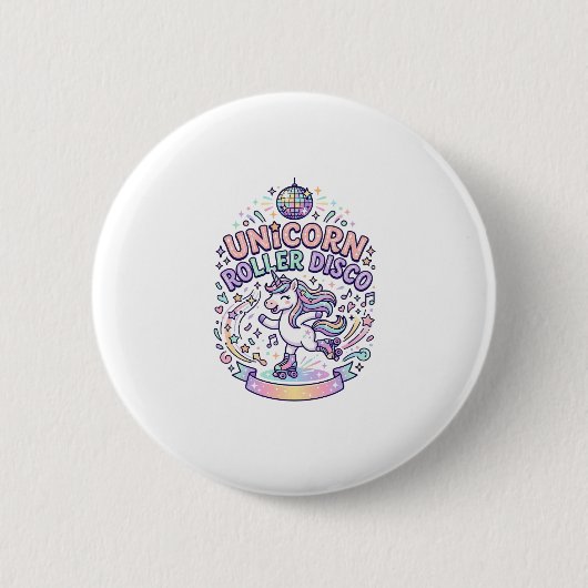 Einhorn Roller Disco Grafikdesign T-Shirt Design Button (Vorderseite)