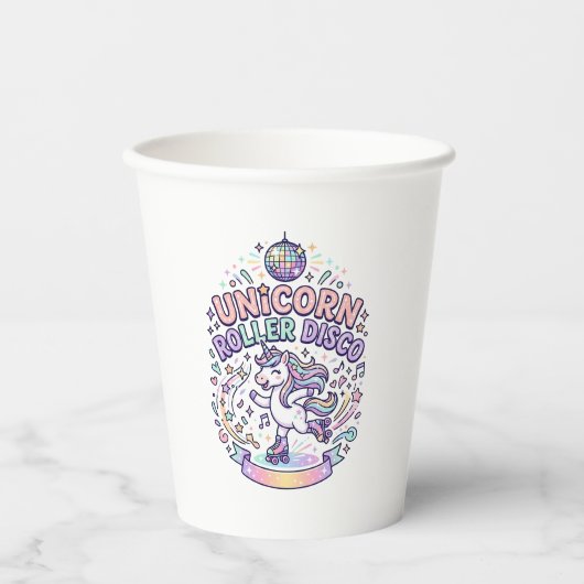 Einhorn-Roller-Disco-Grafikdesign-T-Shirt-Design Pappbecher (Vorderseite)