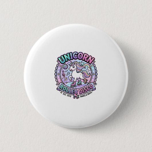 Einhorn Roller Disco POD Fertige Marktplatz-Grafik Button (Vorderseite)