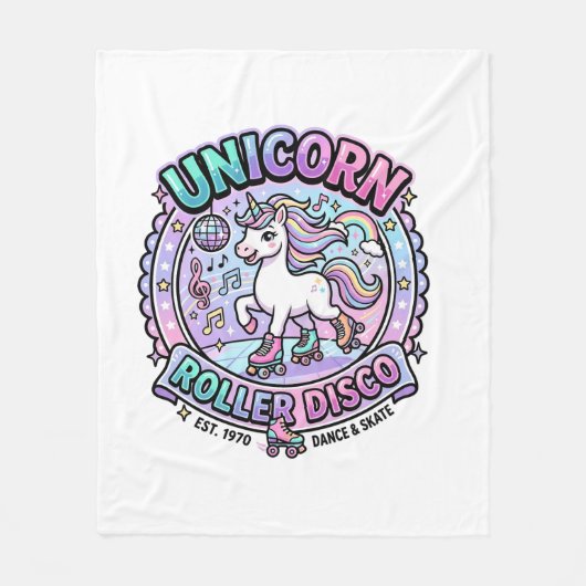 Einhorn Roller Disco POD Fertige Marktplatz-Grafik Fleecedecke (Vorderseite)