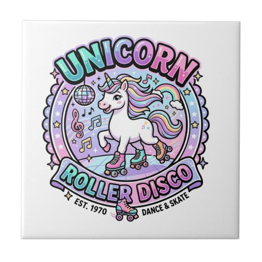 Einhorn Roller Disco POD Fertige Marktplatz-Grafik Fliese (Vorderseite)