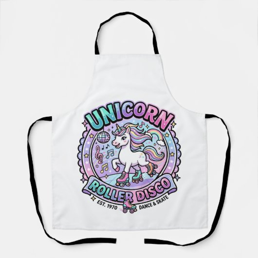 Einhorn Roller Disco POD Fertige Marktplatz-Grafik Schürze (Vorderseite)