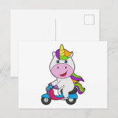 Einhorn Roller Postkarte (Vorne/Hinten)