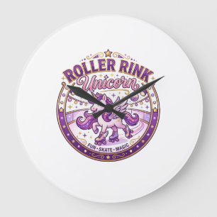 Einhorn-Roller-Rink Einhorn POD Fertig Merch Desig Große Wanduhr