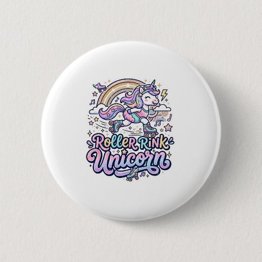 Einhorn-Roller-Rink-Einhorn Premium-Vector-Aufkleb Button (Vorderseite)