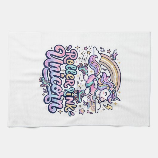 Einhorn-Roller-Rink-Einhorn Premium-Vector-Aufkleb Geschirrtuch (Horizontal)