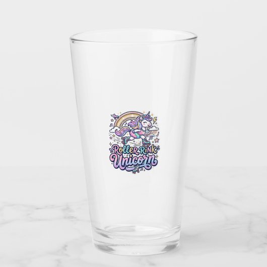 Einhorn-Roller-Rink-Einhorn Premium-Vector-Aufkleb Glas (Vorderseite)