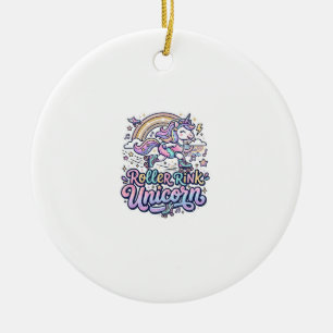 Einhorn-Roller-Rink-Einhorn Premium-Vector-Aufkleb Keramik Ornament