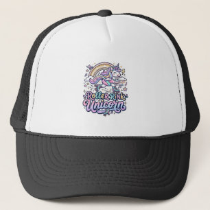 Einhorn-Roller-Rink-Einhorn Premium-Vector-Aufkleb Truckerkappe