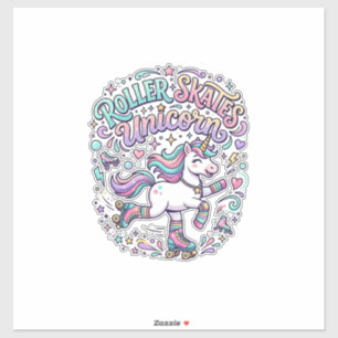 Einhorn-Rollschuhe Einhorn-Retro-Stil Grafik  Aufkleber