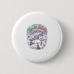 Einhorn-Rollschuhe Einhorn-Retro-Stil Grafik  Button