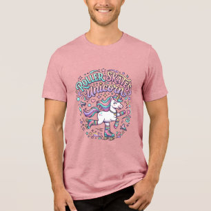 Einhorn-Rollschuhe Einhorn-Retro-Stil Grafik Tri-Blend Shirt