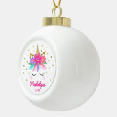 Einhorn Rosa Blume Sterne Personalisierter Name Keramik Kugel-Ornament (Rechts)