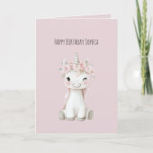 Einhorn Rosa Blumen Geburtstag Karte (Vorderseite)