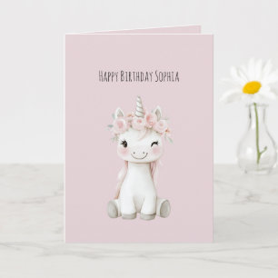 Einhorn Rosa Blumen Geburtstag Karte