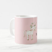Einhorn Rosa Blumendesign Kaffeetasse (Vorderseite Links)