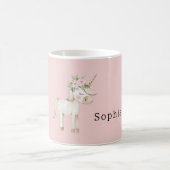 Einhorn Rosa Blumendesign Kaffeetasse (Mittel)
