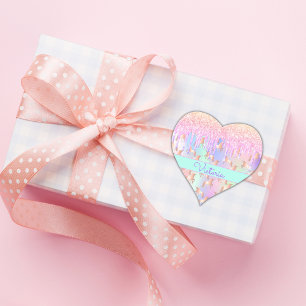 Einhorn rosa Glitter irisierend roségold Geburtsta Herz-Aufkleber