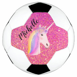 Einhorn Rosa Glitzer Glitzern Personalisiert Fußball