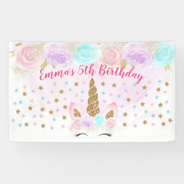 Einhorn Rosa & Gold Geburtstag Banner