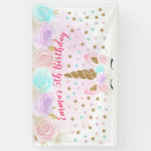 Einhorn Rosa & Gold Geburtstag Banner (Vertikal)