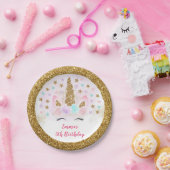 Einhorn Rosa & Gold Magischer Geburtstag Pappteller (Party)