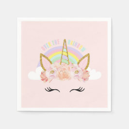 Einhorn Rosa & Gold Party Napkins Serviette
