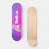 Einhorn Rosa Lila Glitzer Glitzern Personalisiert Skateboard (Vorderseite)