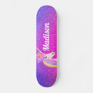 Einhorn Rosa Lila Glitzer Glitzern Personalisiert Skateboard
