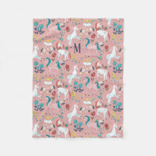 Einhorn rosa Regenbogen Mädchen All-Over-Print Fleecedecke