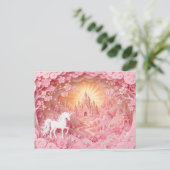 Einhorn Rosa Schloss Postkarte (Stehend Vorderseite)