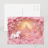 Einhorn Rosa Schloss Postkarte (Vorne/Hinten)