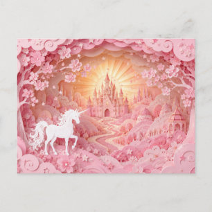 Einhorn Rosa Schloss Postkarte