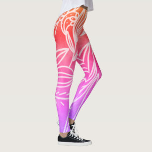Einhorn Rosa und Goldene Botanische Zeichnung Leggings