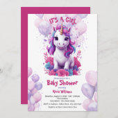 Einhorn Rosa und Lila Babydusche Einladung (Vorne/Hinten)