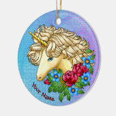 Einhorn-Rose Keramik Ornament (Links)