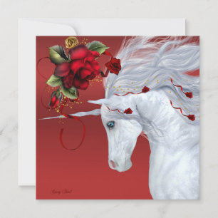 Einhorn-Rosen Feiertagskarte