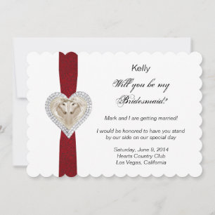 Einhorn-Rot-Spitze-Brautjungfer-Karte Einladung