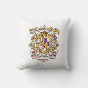 Einhorn-Royal-Horn-Akademie Stylishes Zazzle-Desig Kissen