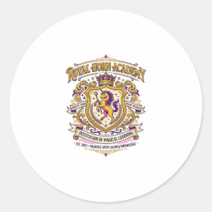 Einhorn Royal Horn Akademie Stylishes Zazzle Desig Runder Aufkleber