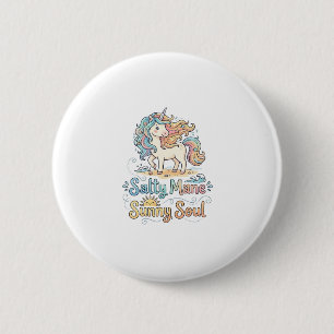 Einhorn Salty Mähne Sonnige Seele Spielerei Vector Button
